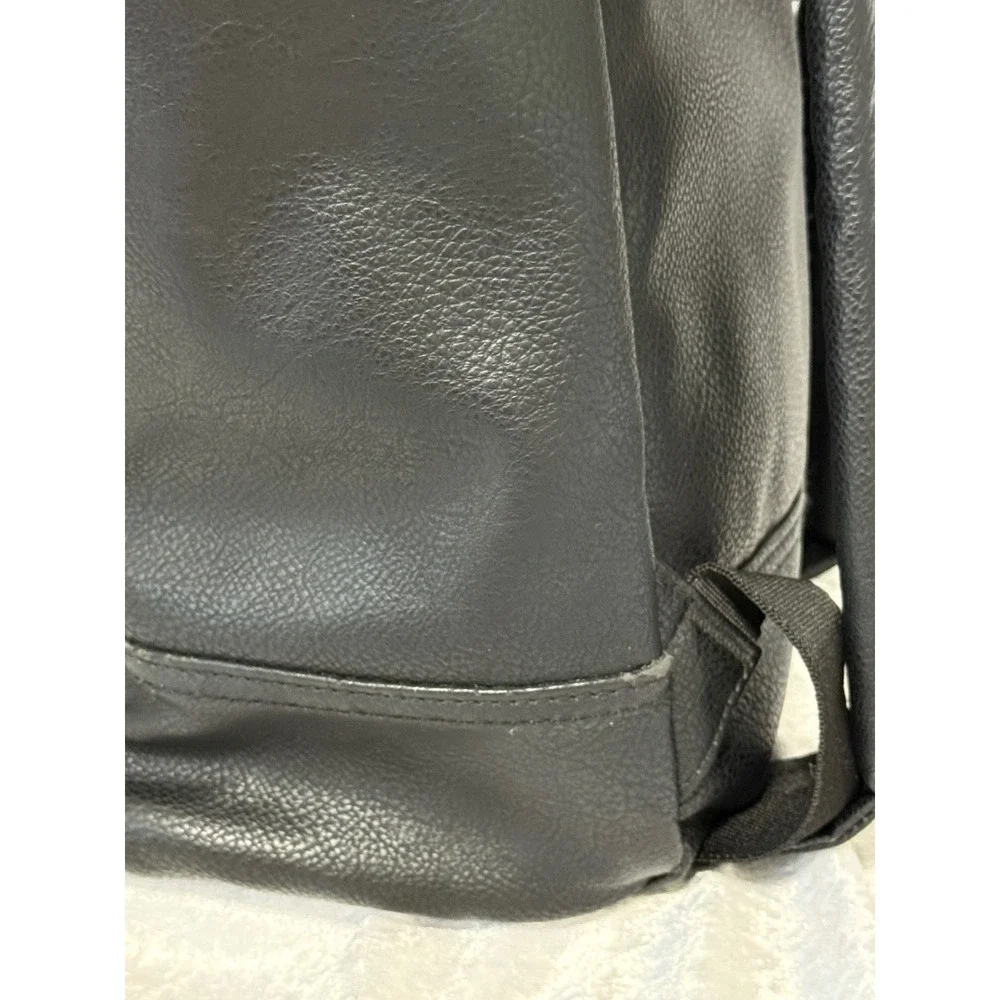 Adidas Originals Pebbled Leather Commuter Backpack Tote Black Trefoil Logo Bag